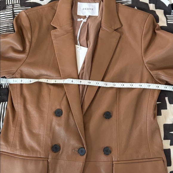 FRAME 70s Blazer - Leather Jacket size 6 Latte - Picture 14 of 16